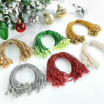 100шт Золотая Серебряная бирка, вешалка для одежды, Пластиковая Хлопчатобумажная веревка, украшения для Рождественской елки, лента для рождественских подарков