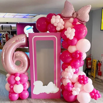 104 шт./компл. Розовая тематическая вечеринка Принцессы для девочек, Комплект гирлянд из воздушных шаров Для детей от 0 до 9 лет, декор для вечеринки в честь Дня рождения ребенка, юбилея