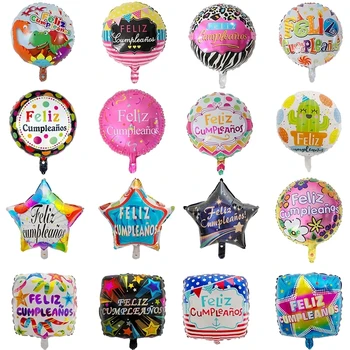10шт 18-дюймовых испанских воздушных шаров с Днем рождения, Звездообразный воздушный шар из фольги Feliz Dia Air Globos, украшение вечеринки по случаю дня рождения, душа ребенка