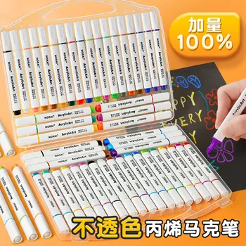 12/48 цветов / комплект, Двусторонний акриловый маркер, быстросохнущая акварельная ручка большой емкости, детские принадлежности для граффити 