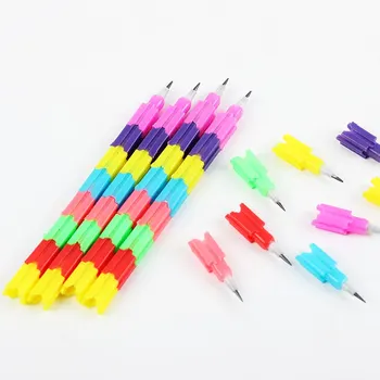 12ШТ Красочный укладчик Swap 8 цветных секций Строительный блок Не заточенный карандаш Многофункциональные канцелярские школьные принадлежности для карандашей