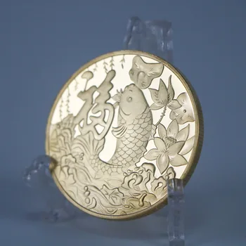 1шт Две китайские рыбки Кои Золотая Монета Счастливый Талисман Коллекционные монеты для украшения по Фэн-шуй Серебряный значок Сувениры