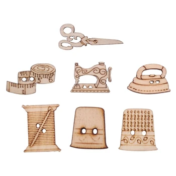 200шт Деревянные пуговицы в форме ножниц для швейной машины, швейная пуговица для детской одежды, Декоративная пуговица для скрапбукинга