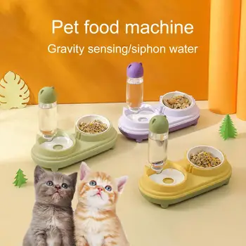 2023 Новая Миска для собак, Миска для кормления кошек, Автоматическая кормушка для домашних животных, Поилка, Двойная чаша, легко моется