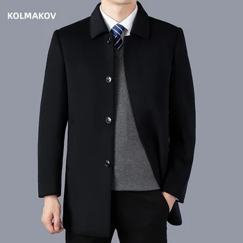 2023 новое поступление, зимняя куртка, мужское модное Шерстяное пальто, Мужской Повседневный шерстяной тренч, Мужская Модельная куртка, полный Размер M-4XL DY217