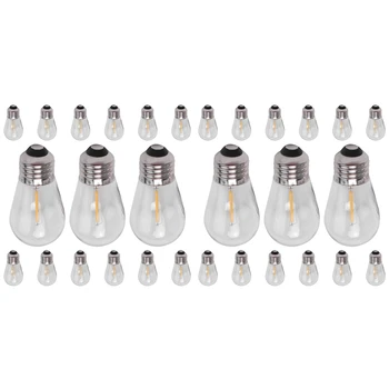 30 упаковок сменных лампочек 3V LED S14, Небьющиеся Наружные гирлянды на солнечной энергии, Теплый белый