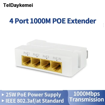4 Порта 100/1000 М POE Удлинитель Гигабитный Сетевой Коммутатор Ретранслятор IEEE802.3af/at Plug & Play для PoE Коммутатора NVR IP-Камеры AP