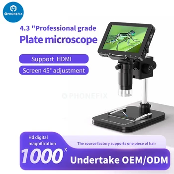 5-дюймовый ЖК-цифровой микроскоп 1080P 500X 1000X Для пайки электроники, фотосъемки и видеомикроскопии со светодиодной поддержкой ПК Компьютер