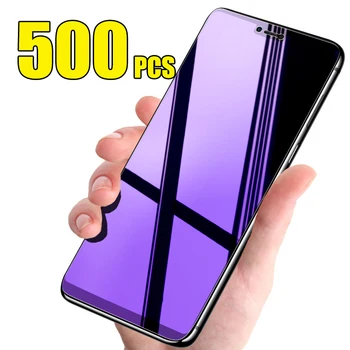 500шт Анти-Синяя Защитная Пленка Для Экрана Из Закаленного Стекла Для iPhone 15 Pro Max 14 Plus 13 Mini 12 11 XS XR X 8 SE