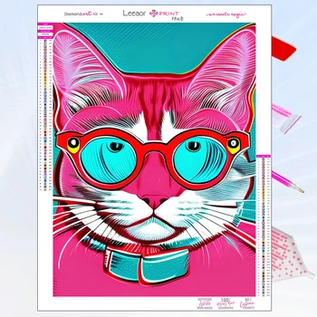 5D Животные Алмазная живопись Цветные Граффити Серия Neon Meow Полный Набор для вышивания мозаикой из страз Крестиком Подарки для домашнего Декора