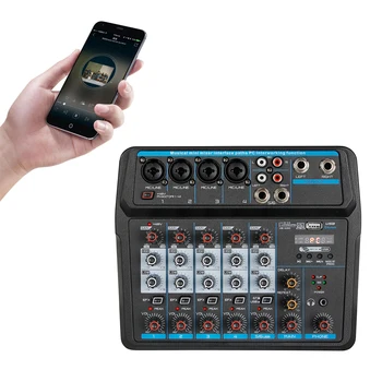 6-канальный Bluetooth DJ микрофон, аудиомикшерный пульт, светодиодный цифровой дисплей, музыкальный поток