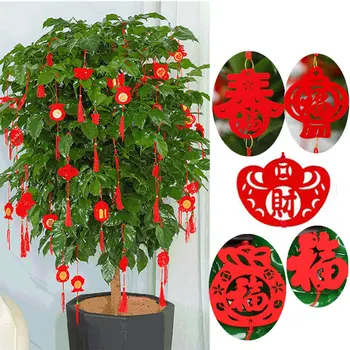 6 Шт. Китайские новогодние украшения мини красный китайский узел традиционный счастливый кулон, украшения для домашнего дерева бонсай