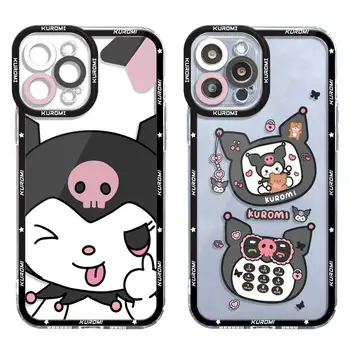 Aoger Sanrio kuromi Hello Kitty Чехол для Телефона Apple iPhone 14 12 13 11 Pro Max Mini Funda Жидкая Прозрачная Крышка