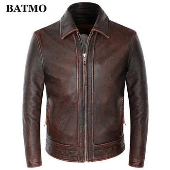 BATMO 2024 новое поступление, мужские куртки из натуральной коровьей кожи, пальто из натуральной кожи, большие размеры S-4XL Z003