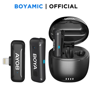 BOYA BY-WM3T Беспроводной петличный микрофон с лацканами, микрофон с шумоподавлением для iPhone Android, коробка для зарядки потокового видео