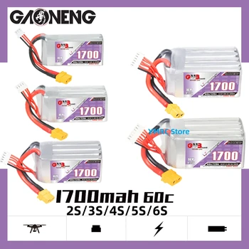 Gaoneng GNB 1700mAh 2S/3S/4S/5S/6S 7,6 V/11,4 V/15,2 V/19V/22,8 V 60C LiPo Аккумулятор с разъемом XT60 для Гоночного Дрона FPV на большие расстояния