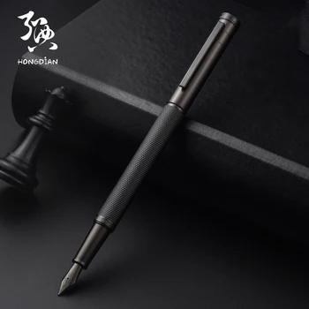 LT Hongdian Titanium Black Forest Pen Каллиграфия Студенческая Деловая Офисная Женская Подарочная Чернильная Ручка 1850 года Выпуска В Штучной упаковке
