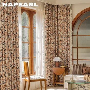 NAPEARL Романтические кружевные шторы с цветочным рисунком Затемняющие окна Шторы для гостиной Комнаты для девочек 1ШТ