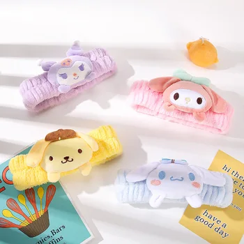 Sanrio Вымойте Лицо Повязка На Голову Hello Kitty Резинка Для Волос Аксессуары Kuromi Шпилька Cinnamoroll Для Фиксации Волос Сбоку Головной Убор Для Девочек Подарок
