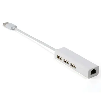 USB Ethernet с 3-портовым USB-концентратором 2.0 Сетевая карта локальной сети RJ45 USB-адаптер Ethernet для Mac iOS Android ПК USB 2.0 КОНЦЕНТРАТОР