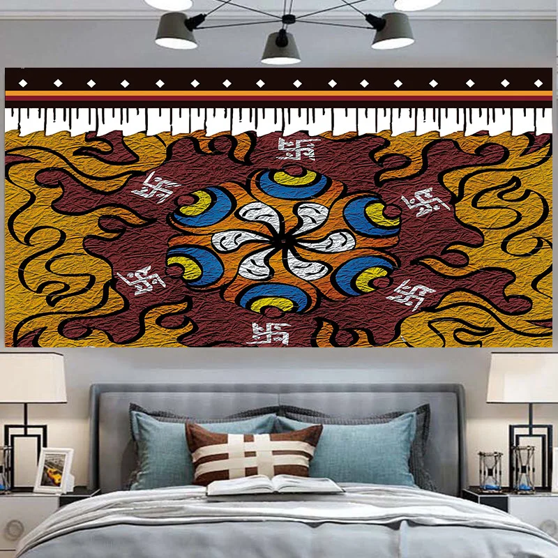 Тибетский стиль, Этнический Макраме, Настенный Гобелен, Художественная ткань, декор гостиной, спальни, Эстетический Психоделический фоновый плакат