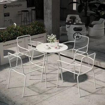 белый Минималистичный уличный стол и стул из кованого железа, садовая мебель и терраса, патио, Балкон, Набор столов и стульев для отдыха Z