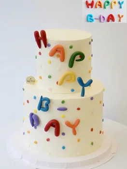 Большой размер, Красочное украшение торта с Днем рождения в корейском стиле, мультяшный топпер для торта карамельного цвета, товары для детских вечеринок на 1 год