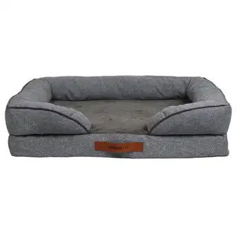 Большой уютный ортопедический диван-кровать для собак и кошек, серый