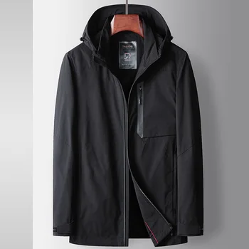 Брендовые демисезонные куртки высшего качества для мужчин молодого и среднего возраста, деловые повседневные мужские пальто на молнии с капюшоном, Ветрозащитные M-4XL