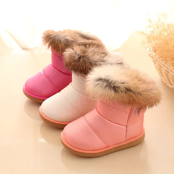 Детские Зимние новые теплые хлопчатобумажные туфли на мягкой подошве для девочек, нескользящие детские модные ботинки оптом