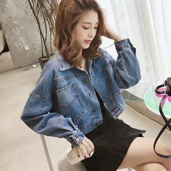 Джинсовая куртка Женская короткая весенне-осенняя Новая корейская версия, свободная джинсовая куртка в гонконгском стиле для студентов