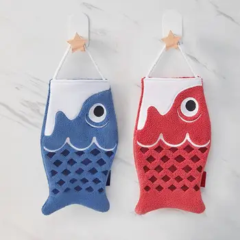 Забавное полотенце для рук с рыбками на симпатичном шнурке Быстросохнущее Мягкое впитывающее полотенце из флисового волокна Детские полотенца для рук для ванной комнаты домашней кухни