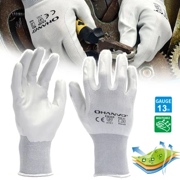 Защитные рабочие перчатки Hanvo 13 калибра с мягкой нейлоновой подкладкой и нитриловым покрытием Smart Grip, перчатки для ремонта сада