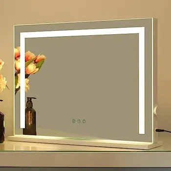 Зеркало с подсветкой, настольное зеркало для макияжа с подсветкой, 3 режима регулировки яркости, светодиодные ленты, Сенсорное управление, Подсветка M