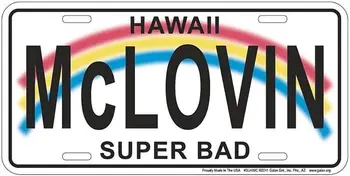 Знаки 4 Fun SLHIMC McLovin Hawaii, Металлическая автомобильная бирка на крышке номерного знака для мужчин и женщин 6x12 дюймов