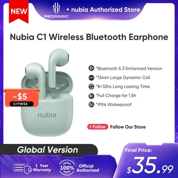 Игровые наушники Nubia C1 TWS для Redmagic 8s pro Bluetooth 5.3 Nubia Neosound C1 TWS Беспроводные 60 мс С Низкой Задержкой 40 Часов Работы от Аккумулятора