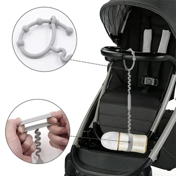 Игрушечный ремень безопасности, Растягивающиеся силиконовые зажимы для соски, Игрушечная бутылочка для малышей, ремень безопасности для колясок, стульчик для кормления.