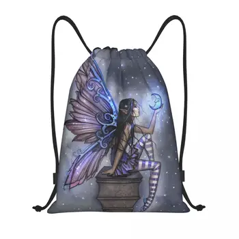 Изготовленная на заказ Little Blue Moon Fairy Fantasy Art От Molly Harrison Сумки на шнурке Для мужчин и женщин, Легкий Спортивный рюкзак для хранения в тренажерном зале