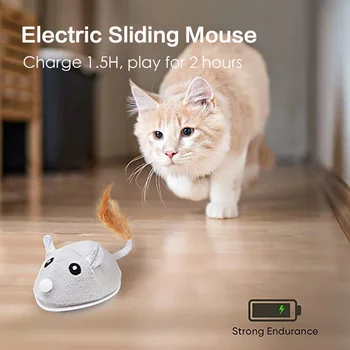 Интерактивные игрушки для кошек, автоматическая мышь с перьевым хвостом, игрушки для кошек, интеллектуальные электрические игрушки для мышей, новинки для кошек, товары для домашних животных