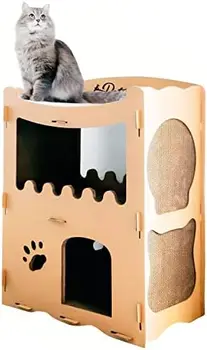 Картонная кошачья вилла, внутренний и наружный кошачий домик, Картонная башня-когтеточка для кошек, современная мебель для кошек, Игры для кошек на планете
