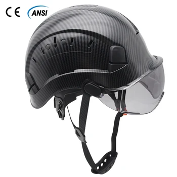 Каски с рисунком из углеродного волокна с козырьком, строительные защитные шлемы, Регулируемая защитная кепка CE ANSI для работы инженера на открытом воздухе