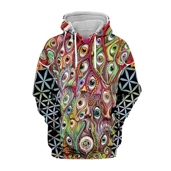 красочный психоделический Пуловер с капюшоном с 3D принтом Для мужчин / женщин, Повседневные Модные толстовки с длинными рукавами, Детское пальто, одежда унисекс оверсайз