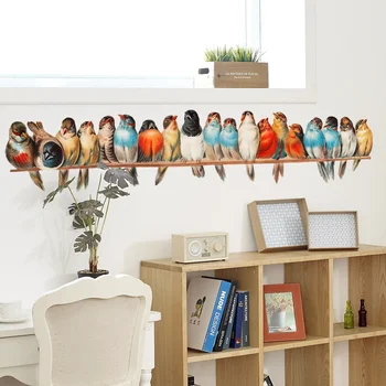 Креативные цветные наклейки с птицами на стену, украшение фона дивана в гостиной, обои для домашнего декора, художественные наклейки для детской комнаты, наклейка