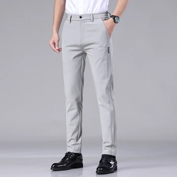 Летние Новые Тонкие повседневные брюки для мужчин, 3 цвета, Классический стиль, мода, бизнес, приталенный крой, Прямые хлопковые однотонные брендовые брюки 38