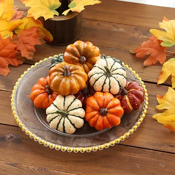 Мини-искусственные тыквы на Хэллоуин, имитирующие тыкву, поддельные овощи для декора на День Благодарения, украшения для домашнего праздничного стола.
