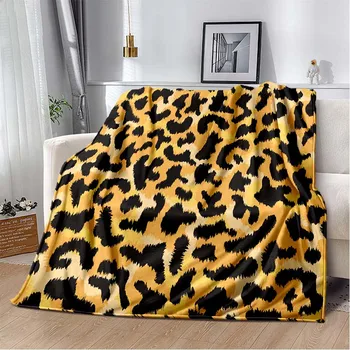 Многоцветное одеяло с леопардовым рисунком для кровати, Фланелевое тонкое одеяло на лето, охлаждающее одеяло с защитой от скатывания, Портативное одеяло для пикника