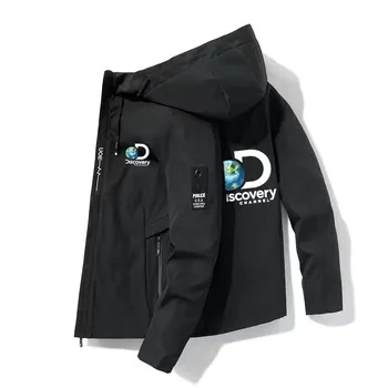 Мужская куртка с капюшоном 2023, корейский модный деловой повседневный топ, Весенне-осенняя уличная одежда Discovery Channel, спортивная куртка