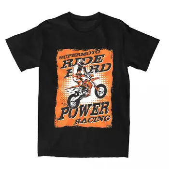 Мужская футболка для мотокросса Supermoto Racing из чистого хлопка, креативные футболки с круглым вырезом для мотоспорта, одежда с коротким рукавом
