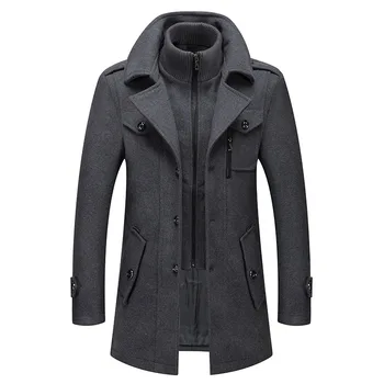 Мужское зимнее шерстяное пальто 2023 года, Зимнее Новое Теплое пальто из кашемира плюс хлопка, Высококачественное Дизайнерское шерстяное пальто для мужчин