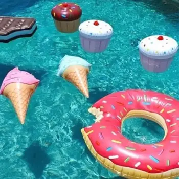 Надувная игрушка для плавания Надувные матрасы для бассейна с плавающей водой Кольцо для плавания в форме мороженого Надувная игрушка для игр Водный бассейн